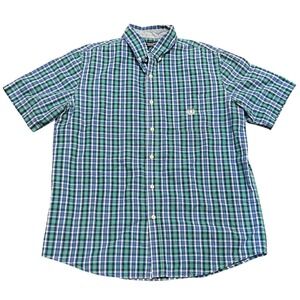 CHAPS Easy Care Plaid Short Sleeve Button Up Shirt‎ Menswear